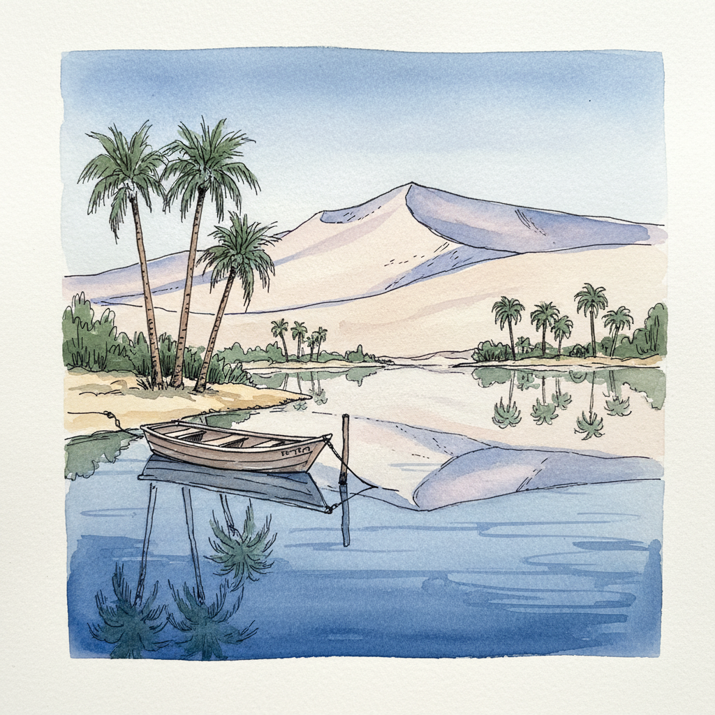 Huacachina dawn reflection Loose & airy