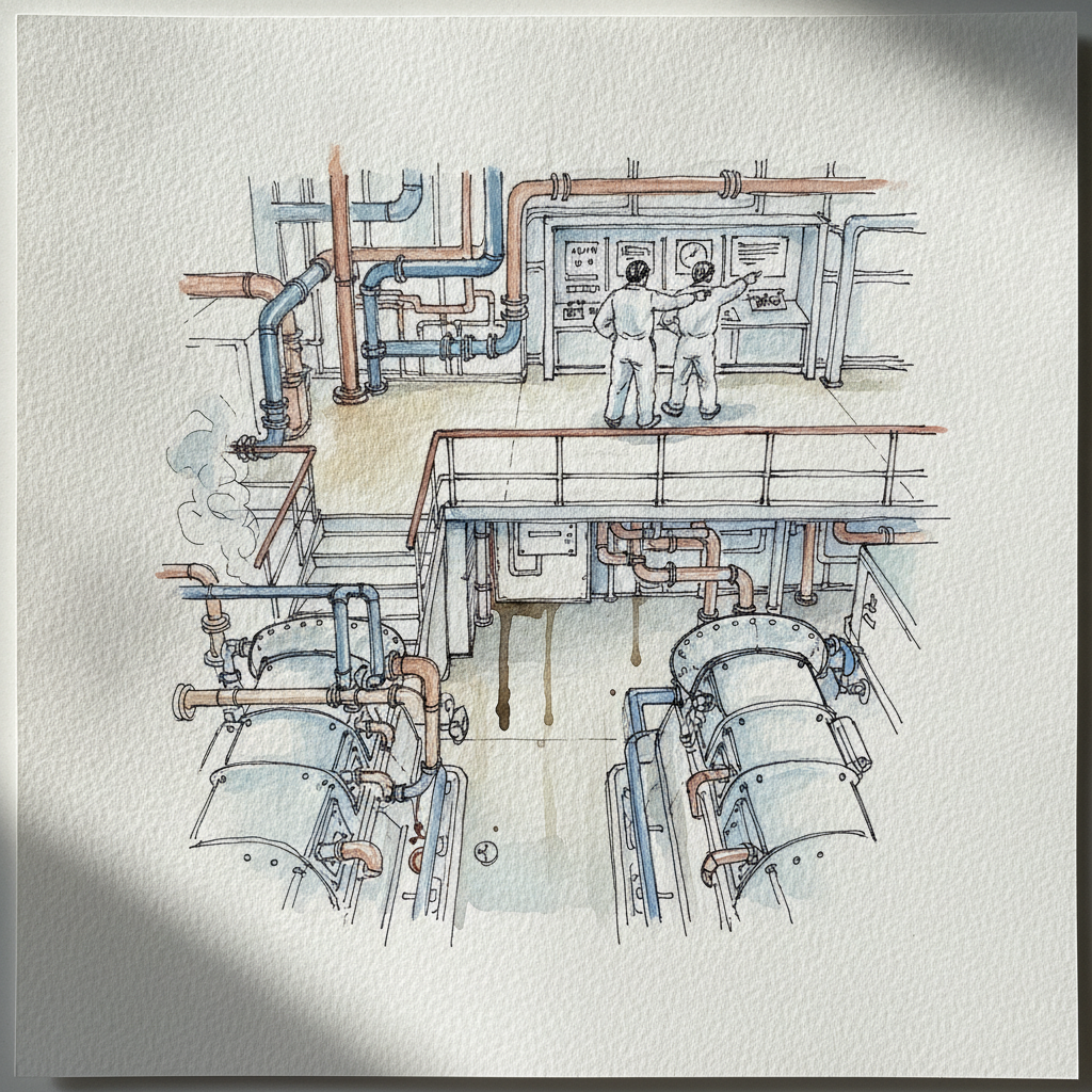 Cruise Ship Engine Room AI-generated Loose & airy example