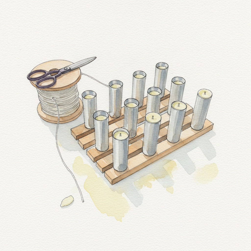 Candle molds on a cooling rack example 1
