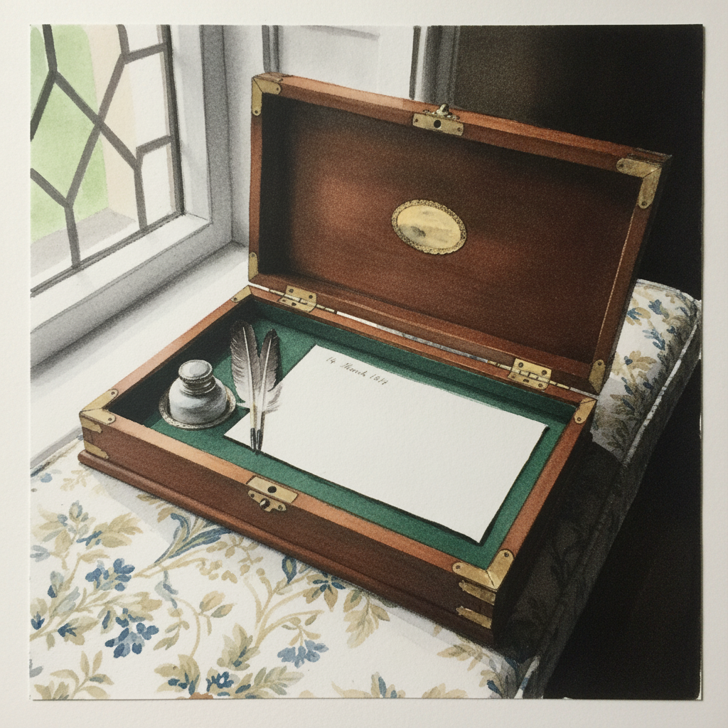 Regency lap desk open mid-letter example 1