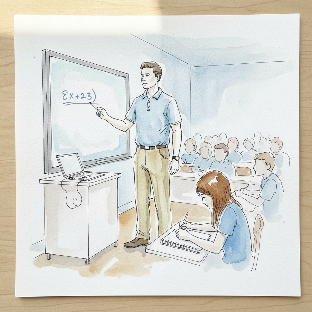 Teacher at smartboard Loose & airy