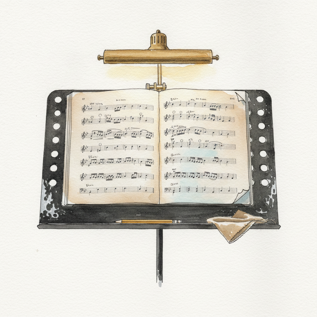 Music stand with open score Loose & airy