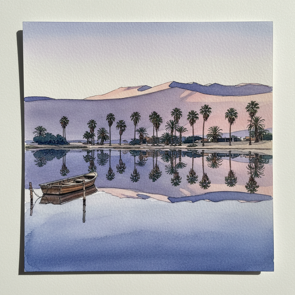 Huacachina dawn reflection Tighter & richer