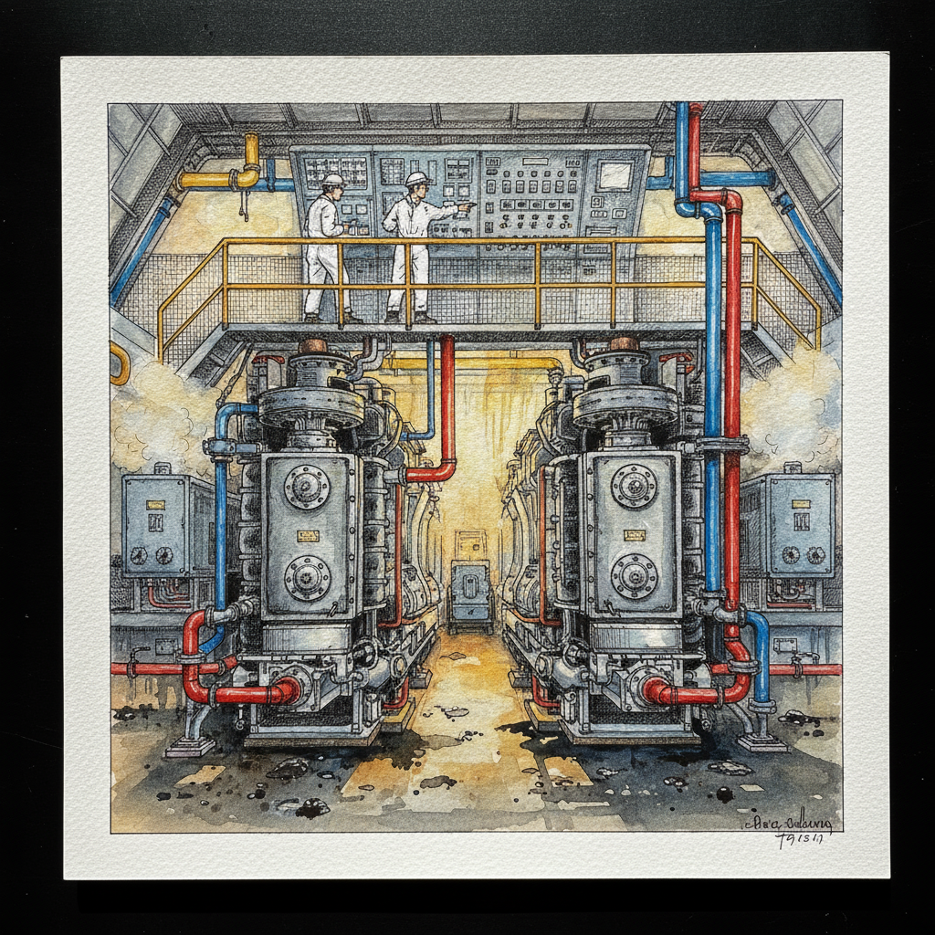 Cruise Ship Engine Room AI-generated Tighter & richer example