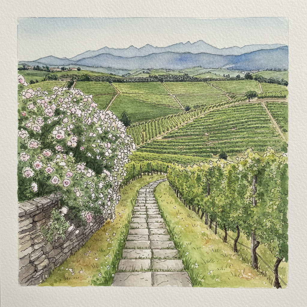 Prosecco terraced hills of Conegliano, Veneto AI-generated Tighter & richer example