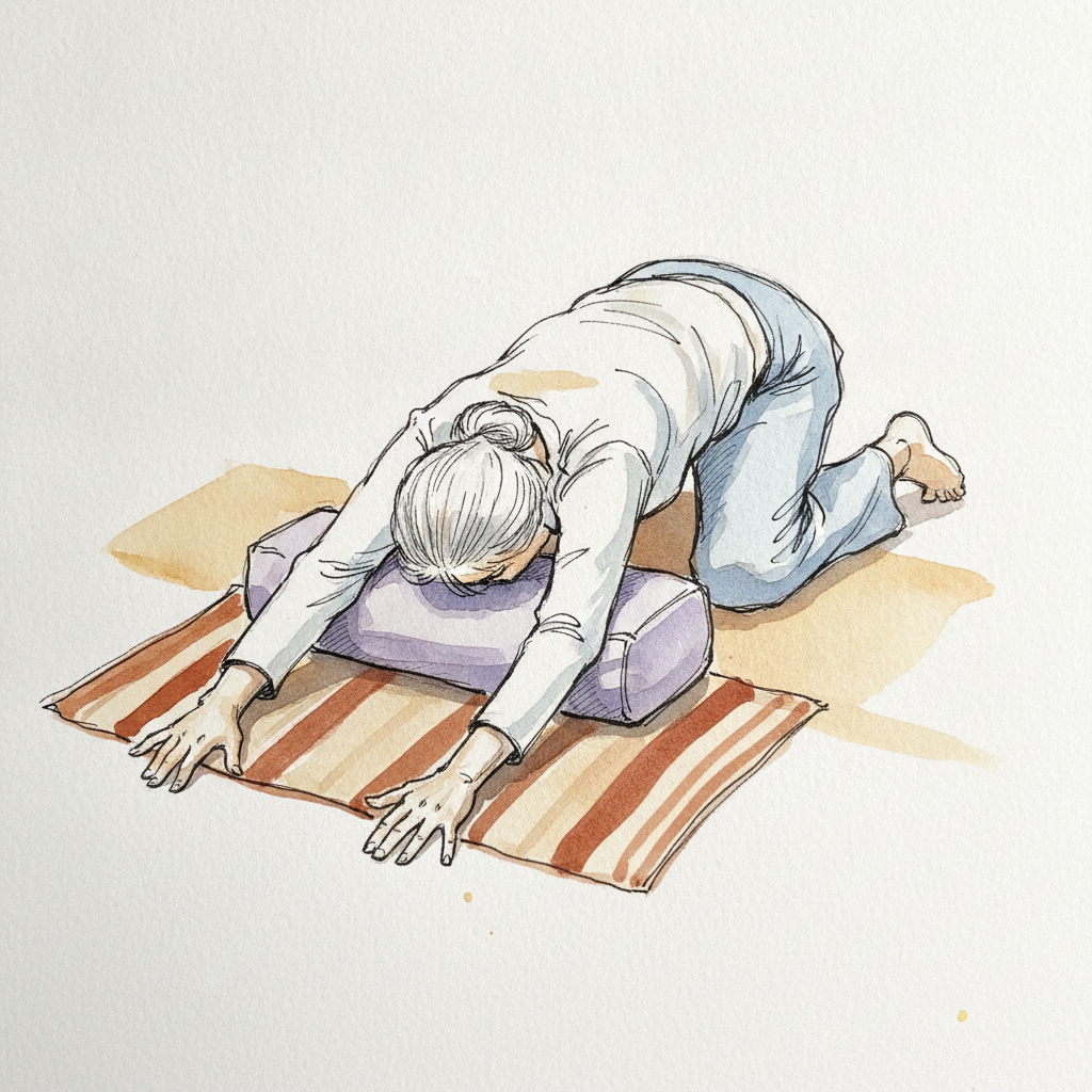 Wide-knees, elderly model, supported by props example 2