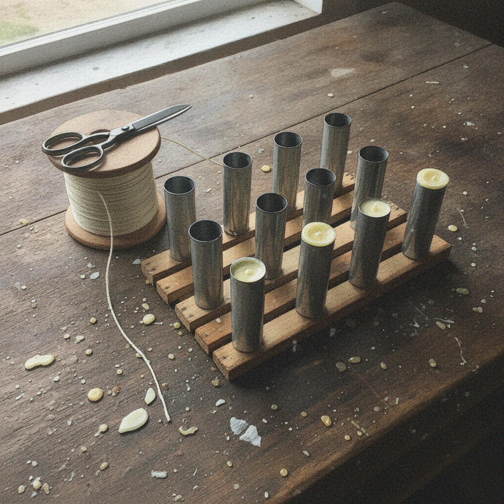 Candle molds on a cooling rack example 2