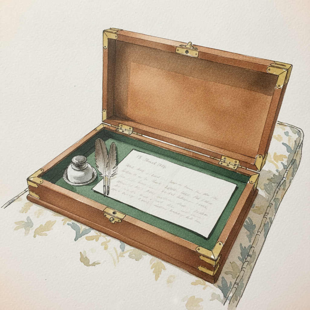 Regency lap desk open mid-letter example 2