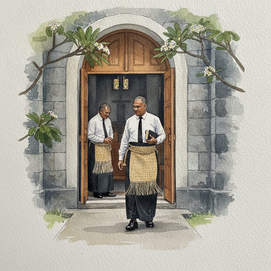 Tongan with ta'ovala mat skirt Tighter & richer