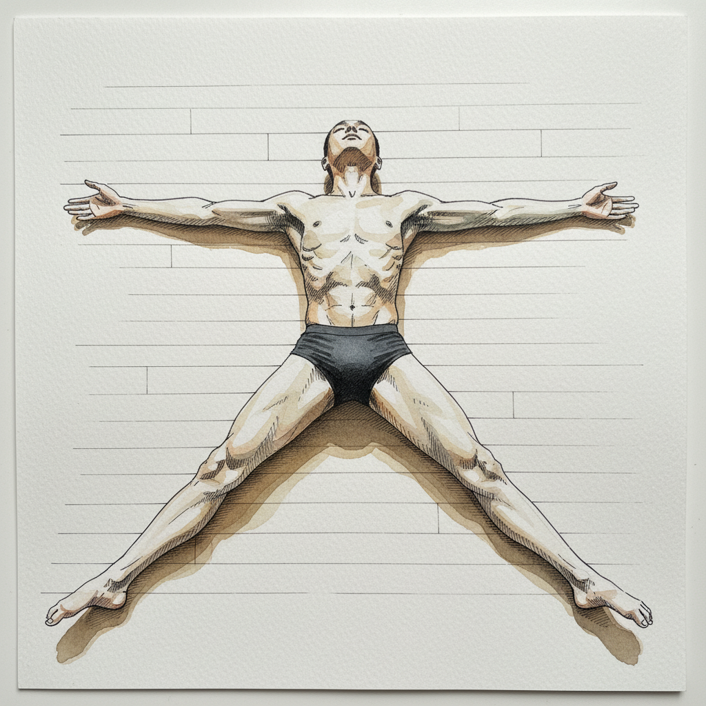 Studio floor, butterfly knees, arms wide Tighter & richer