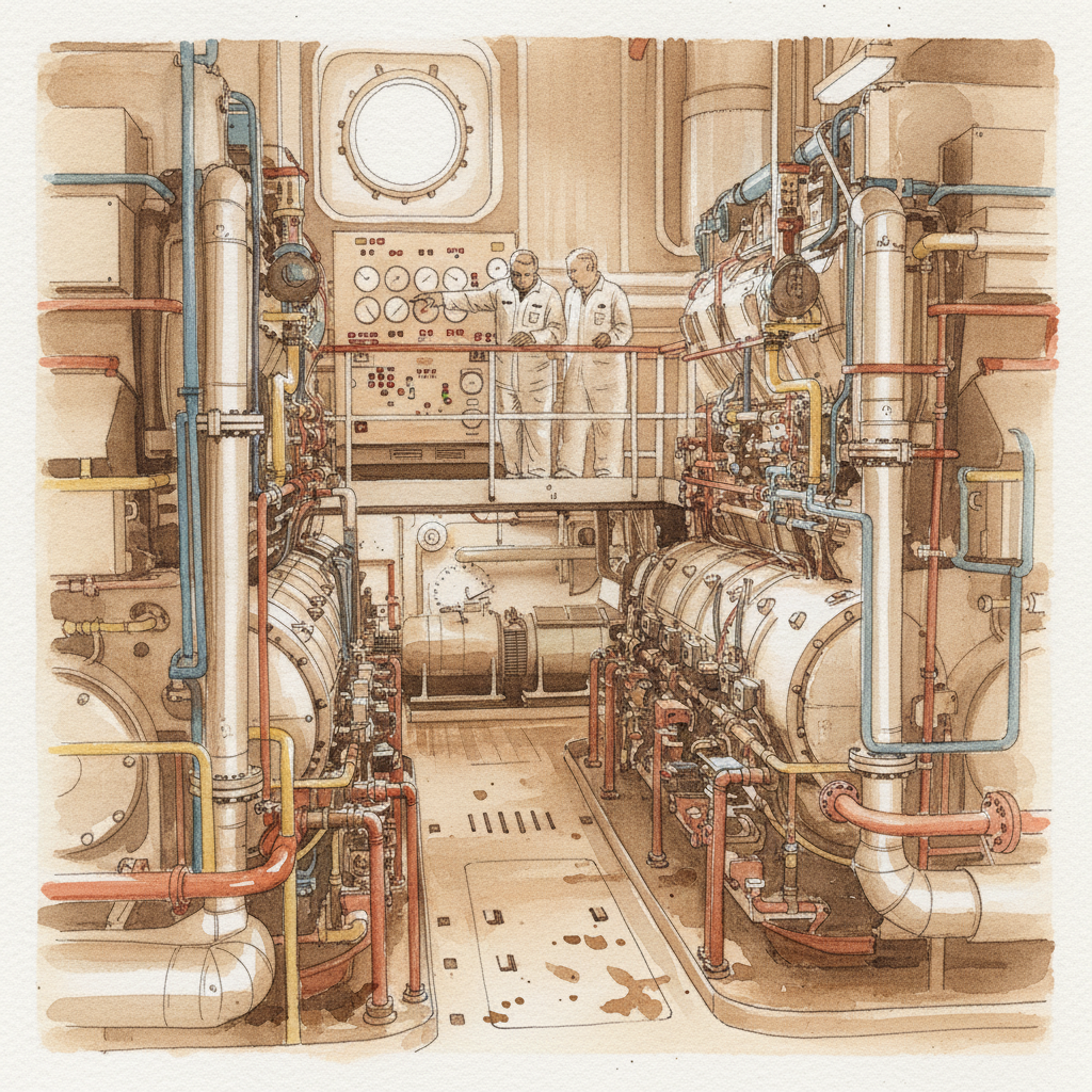 Cruise Ship Engine Room AI-generated Alternative interpretation example