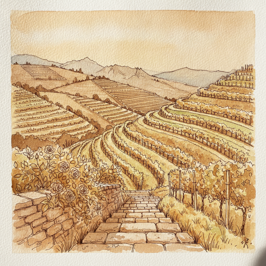 Prosecco terraced hills of Conegliano, Veneto AI-generated Alternative interpretation example