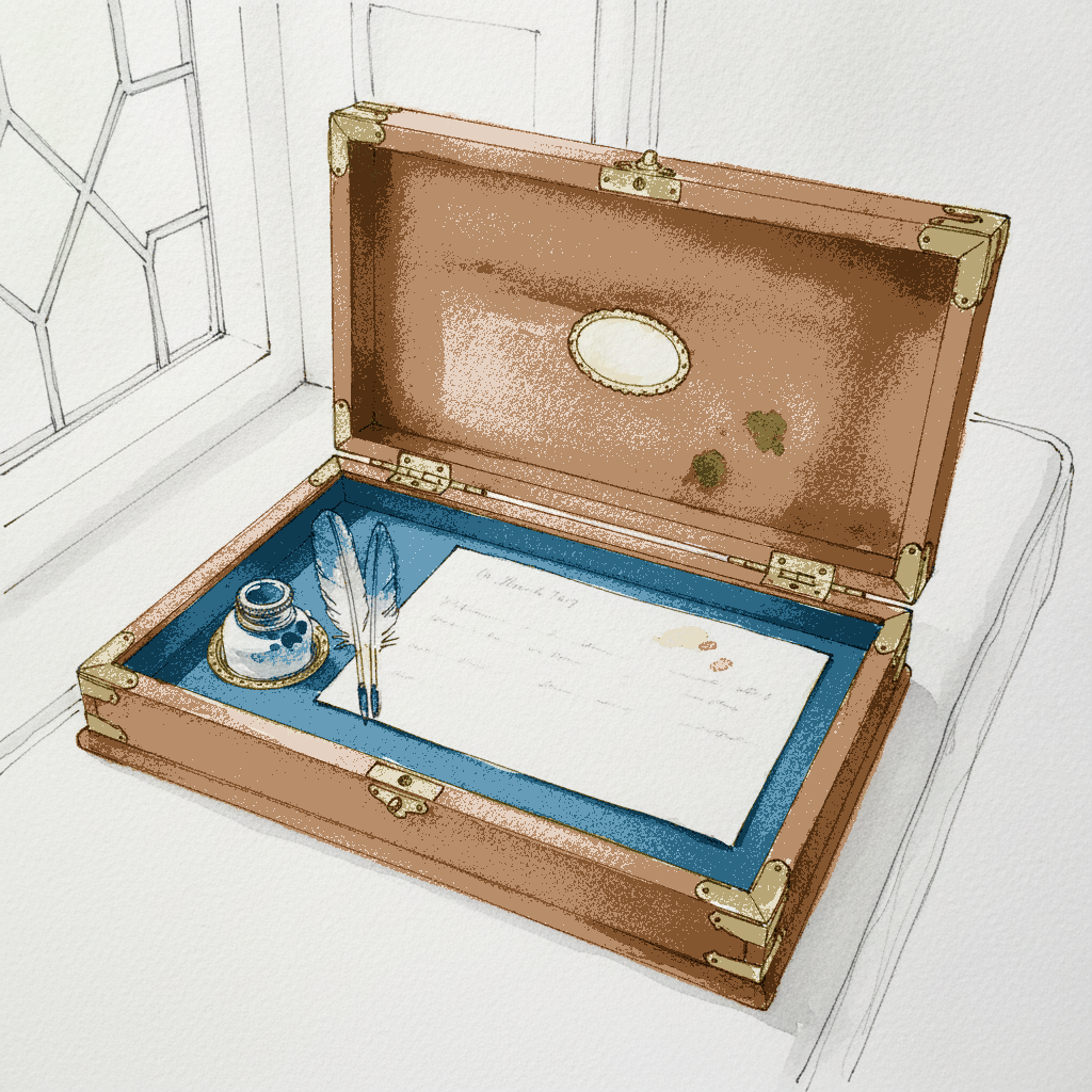 Regency lap desk open mid-letter example 3