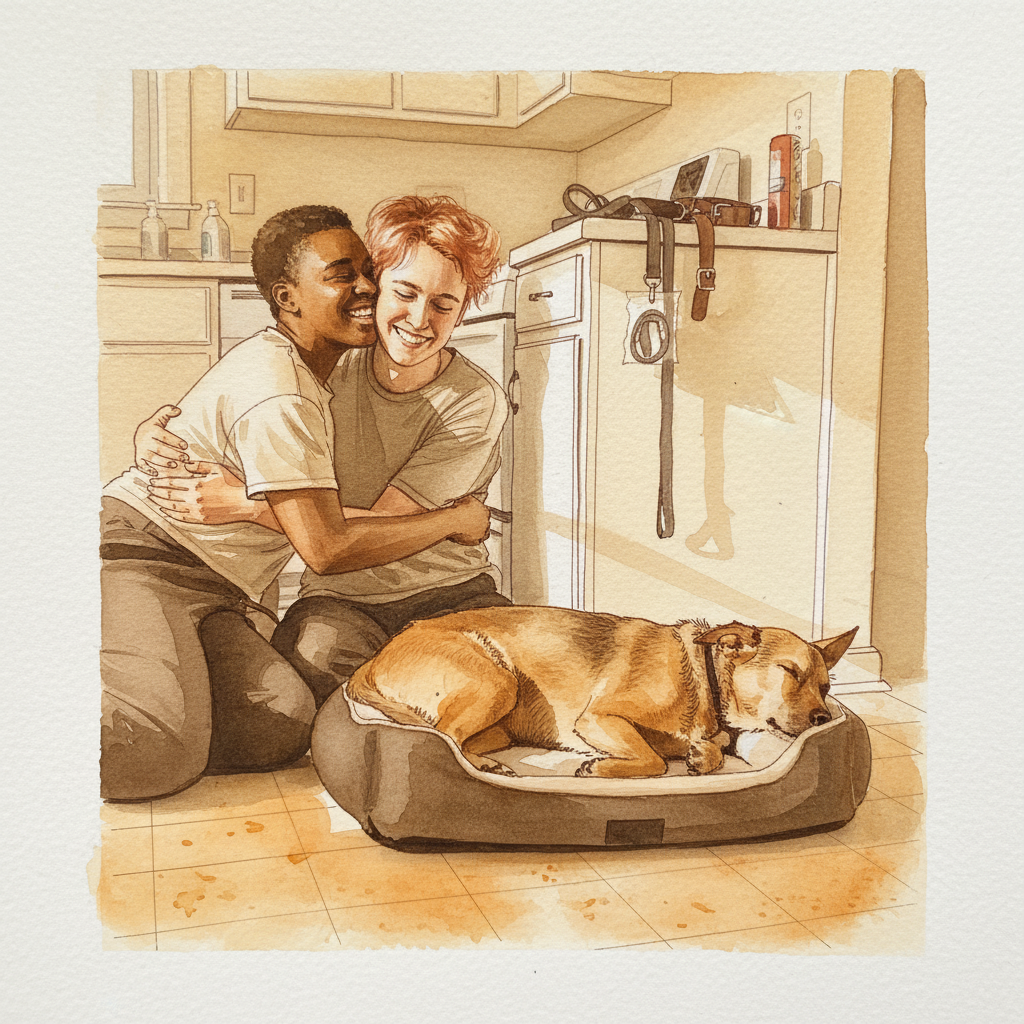 Couple with first dog Alternative interpretation
