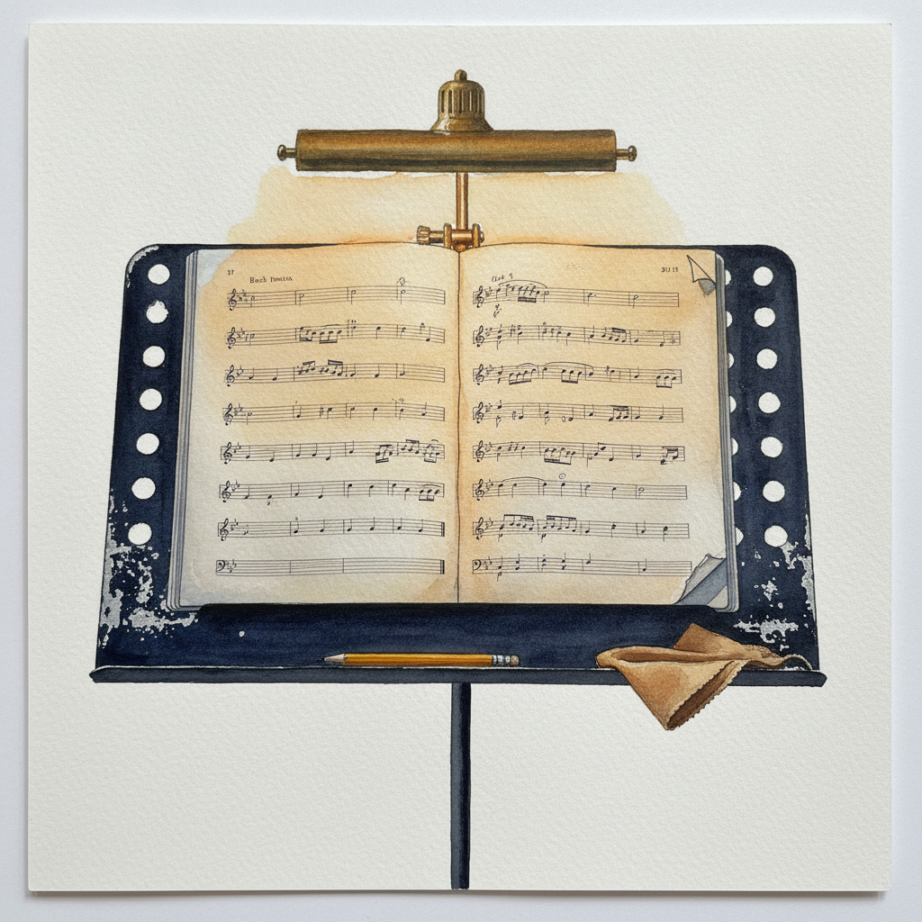 Music stand with open score Alternative interpretation