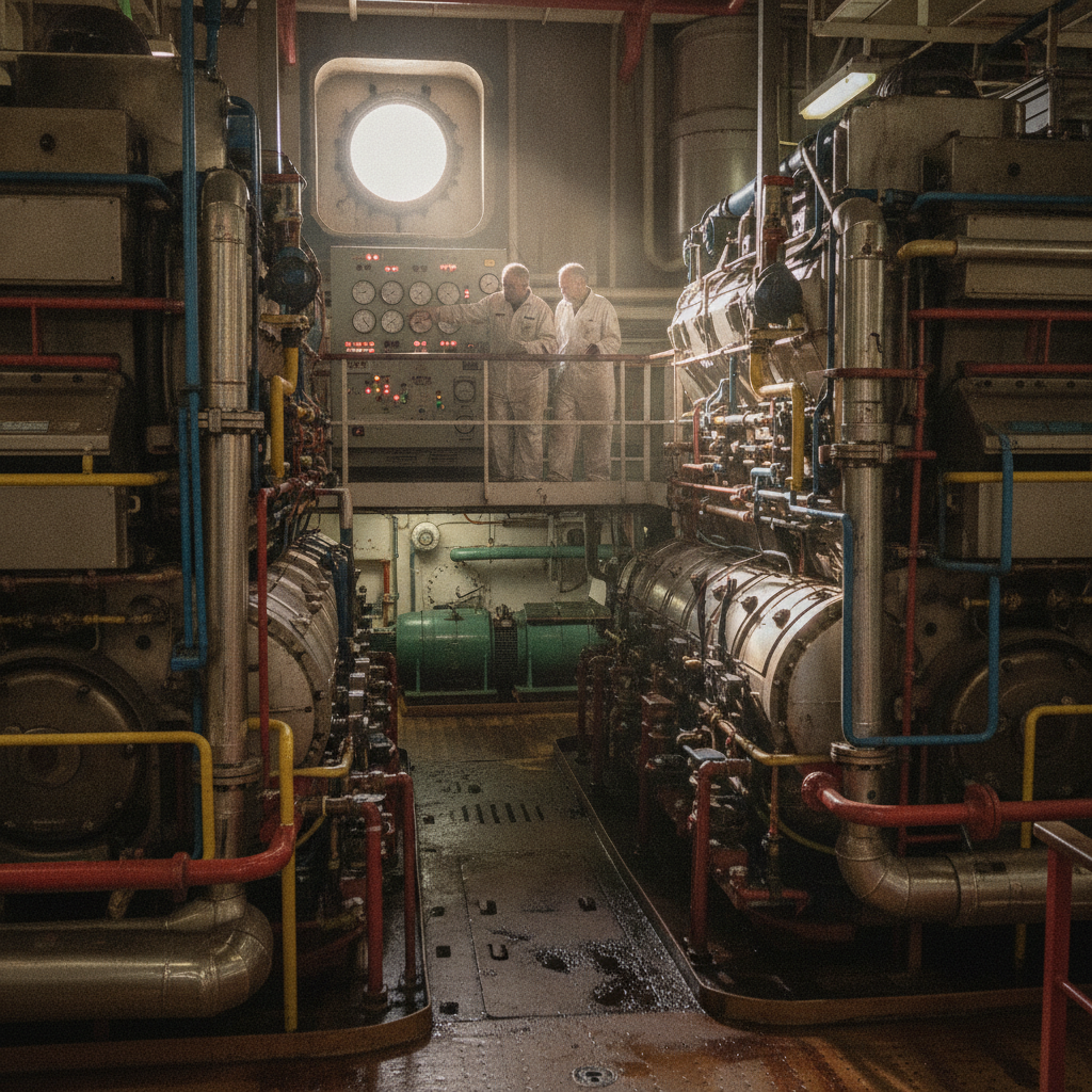 Cruise Ship Engine Room AI-generated photoreal reference
