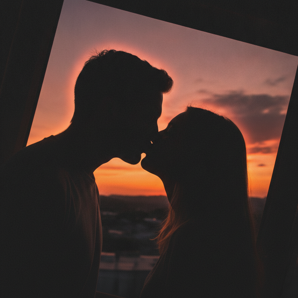 Lover's Kiss Silhouette AI-generated photoreal reference