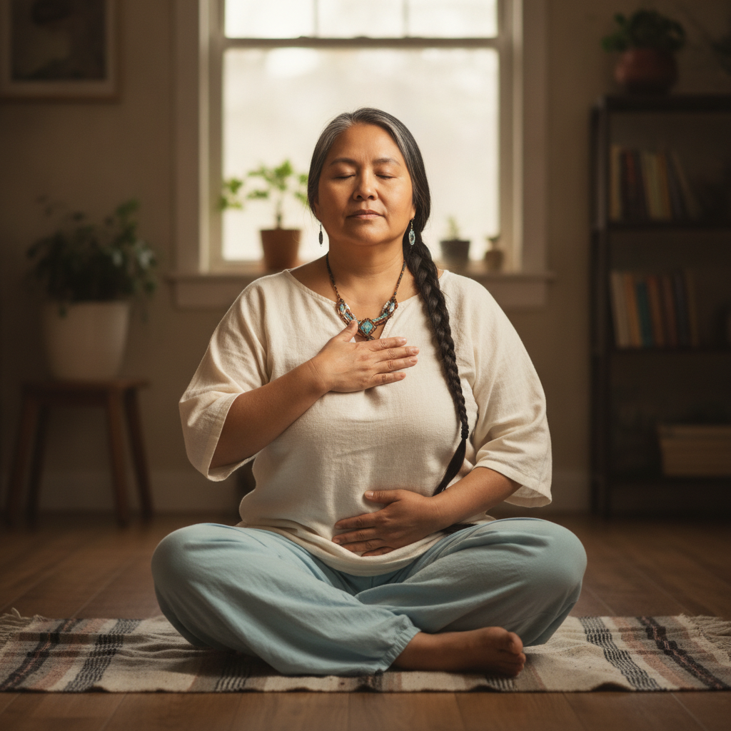 Lotus, Hands on Heart and Belly AI-generated photoreal reference