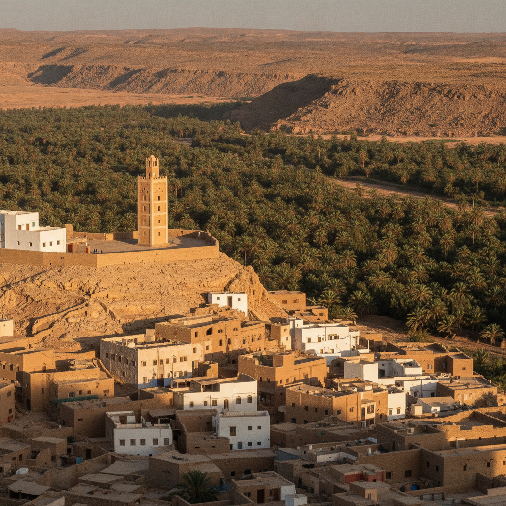 Ghardaïa M'zab valley AI-generated photoreal reference