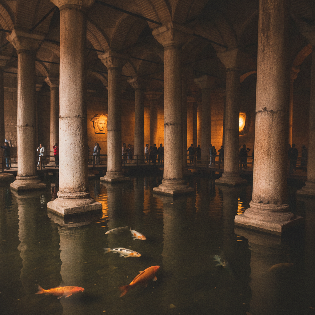 Basilica Cistern (Yerebatan Sarayı), Istanbul, Turkey AI-generated photoreal reference