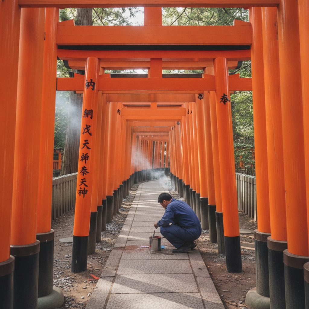 Inari shrine donor-torii in shocking new paint photo reference
