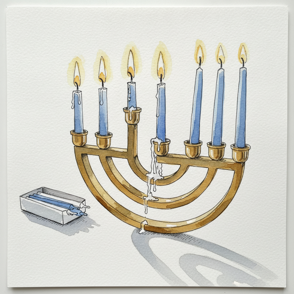 Hanukkah menorah, third night AI-generated Loose & airy example
