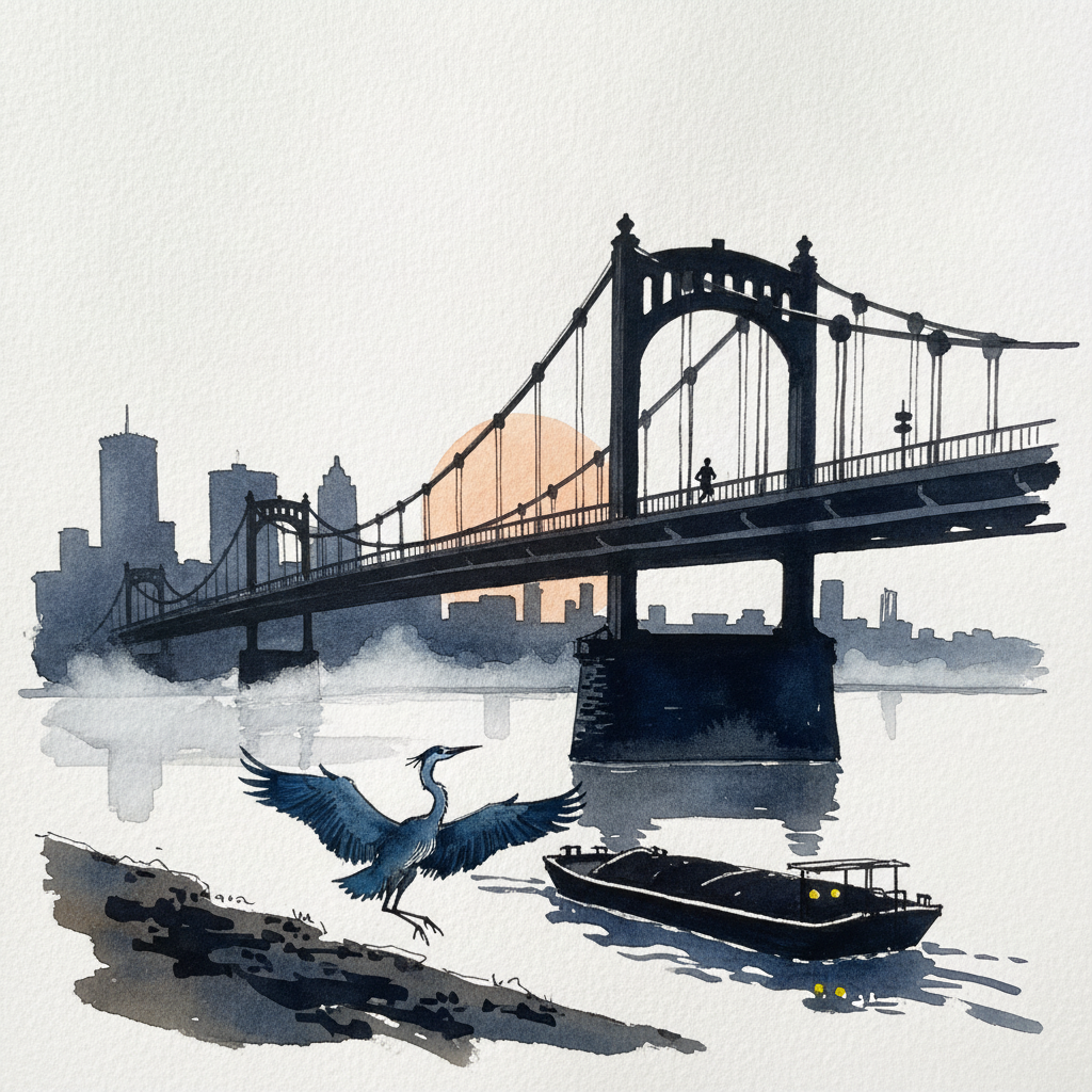 Smithfield Street Bridge Sunrise example 1