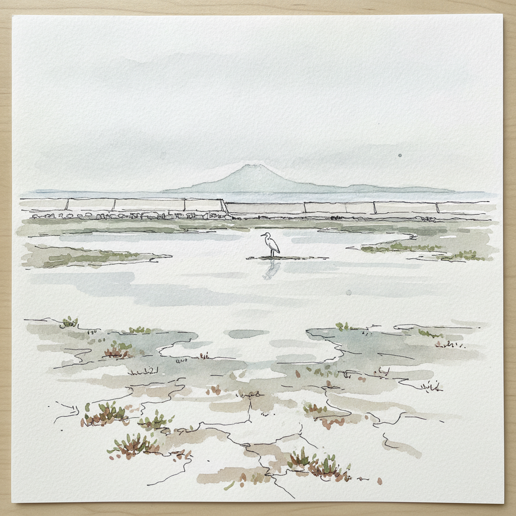 Yatsushiro Sea reclaimed mudflat near Isahaya, Kyushu, Japan Loose & airy