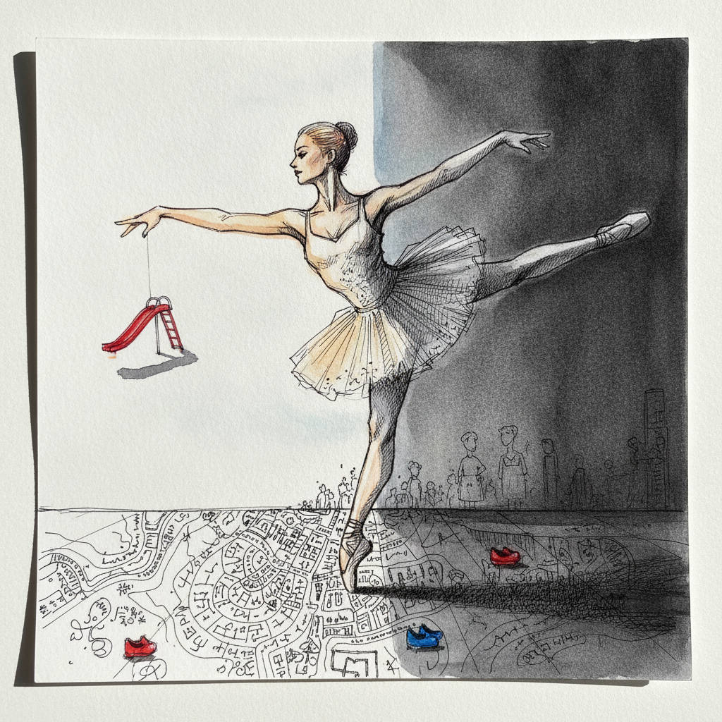 First arabesque, dramatic side-spotlight example 2