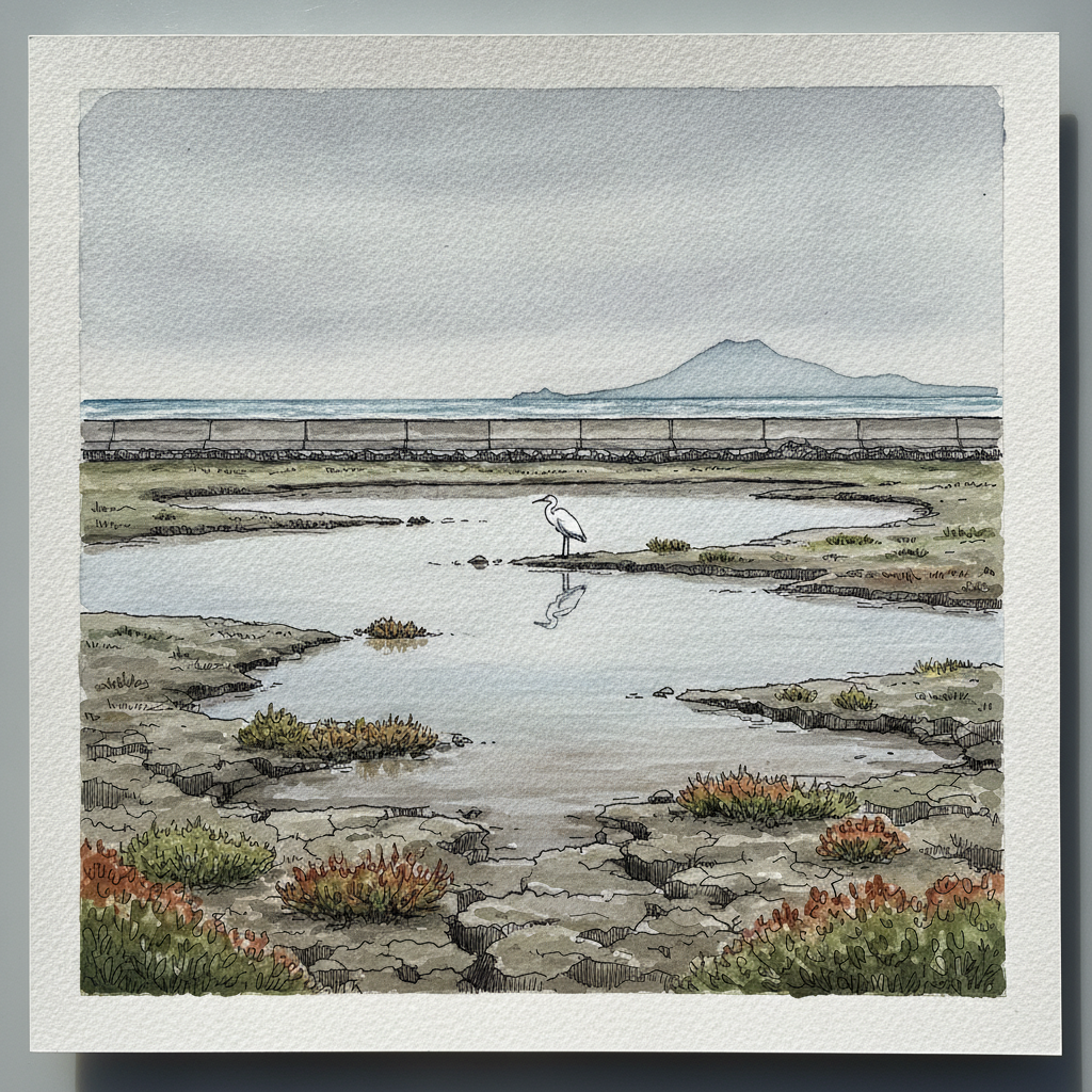Yatsushiro Sea reclaimed mudflat near Isahaya, Kyushu, Japan Tighter & richer