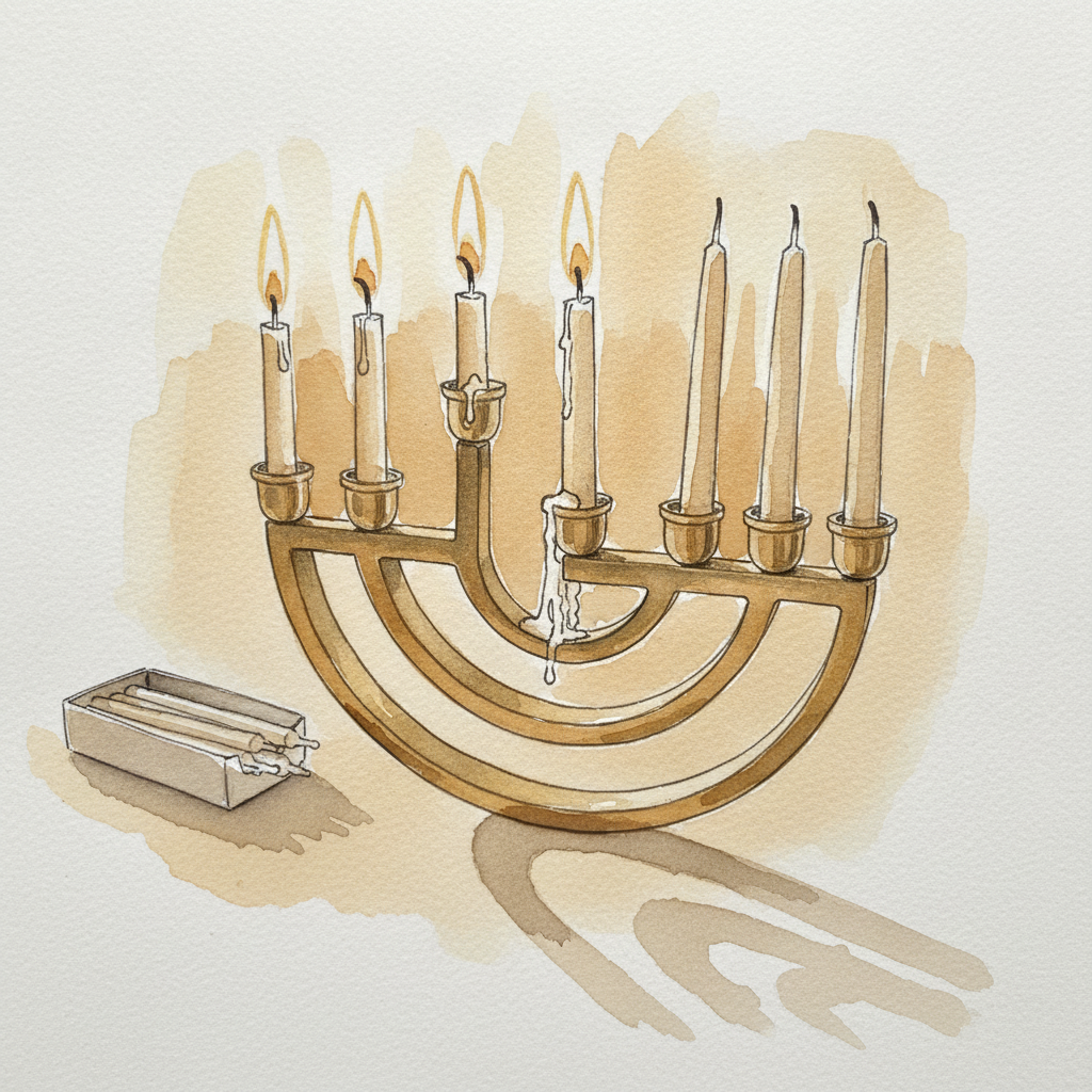 Hanukkah menorah, third night AI-generated Alternative interpretation example