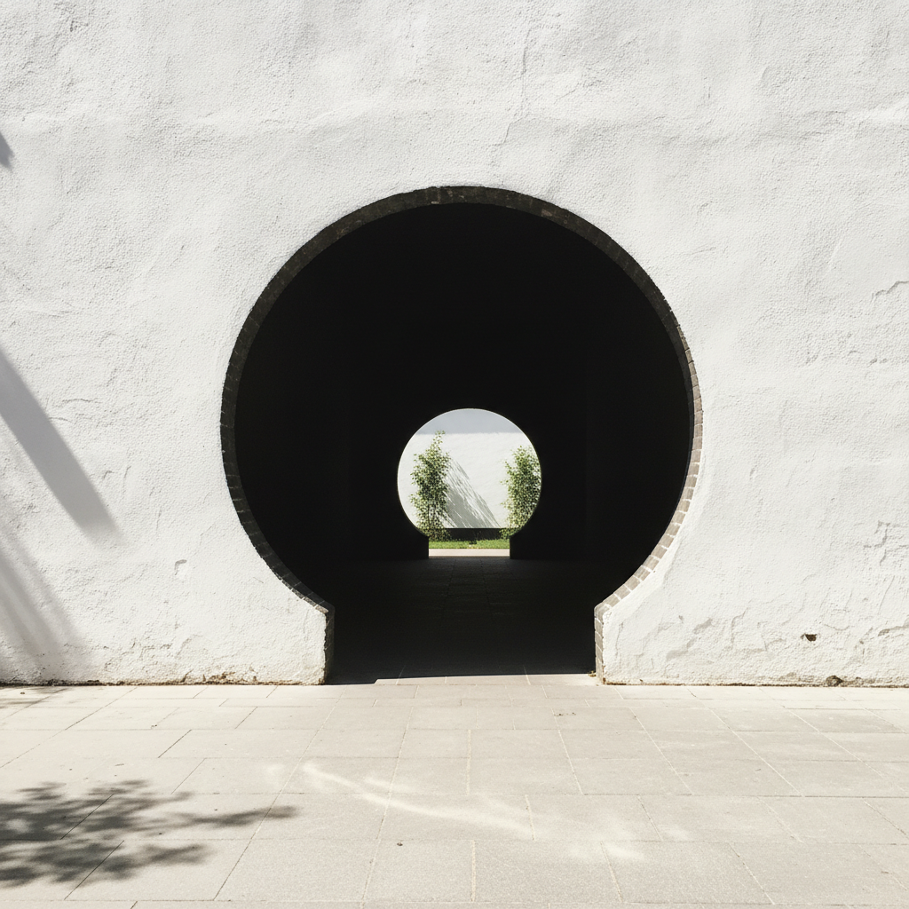 Mid-summer afternoon, the gate as a black silhouette AI-generated photoreal reference