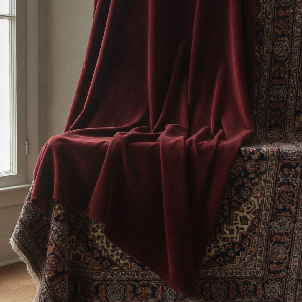 Velvet drape in Dutch Golden Age still life AI-generated photoreal reference