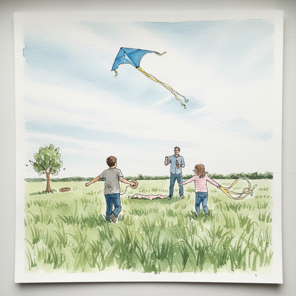 Kids flying kite Loose & airy