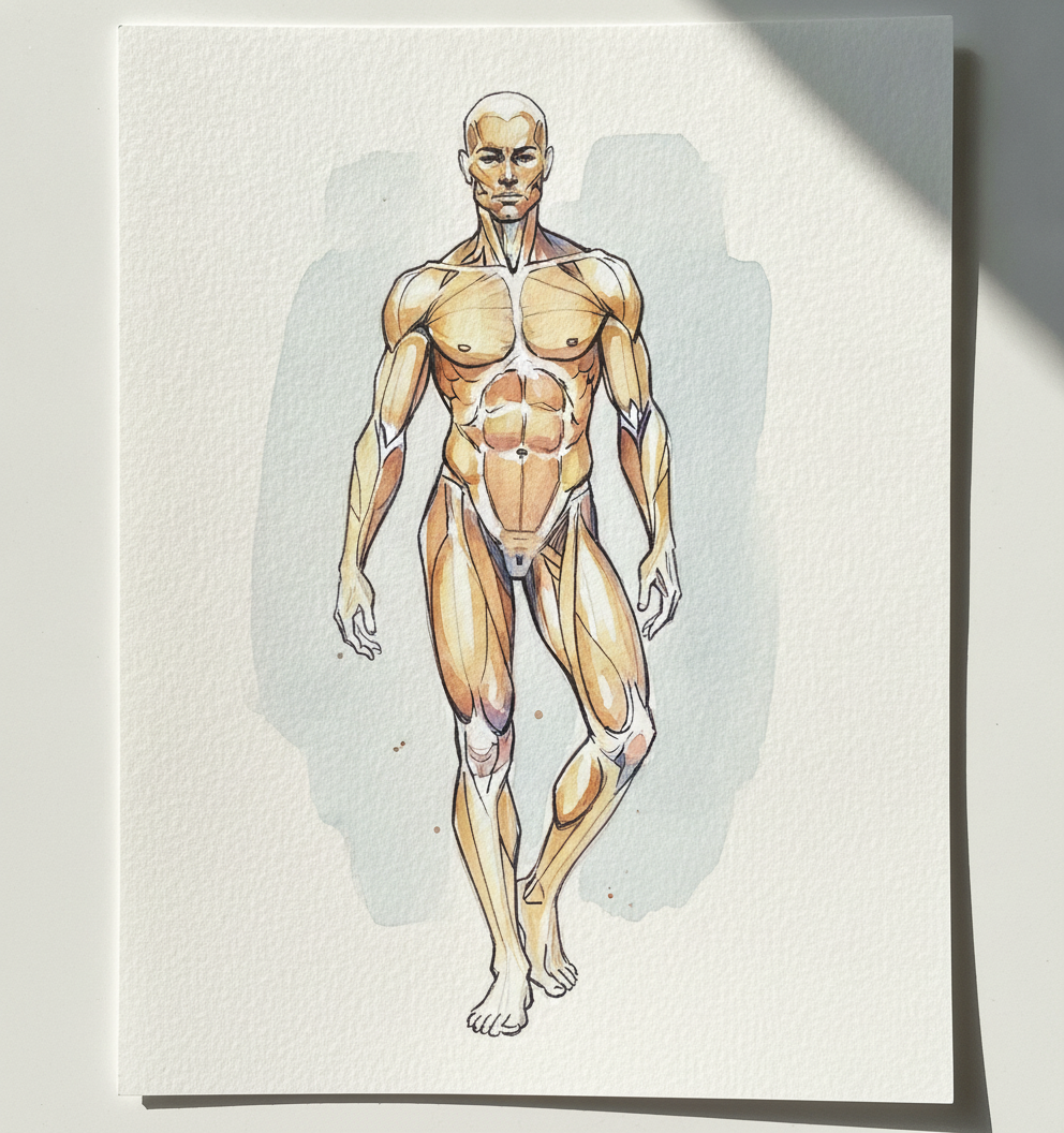 Front Écorché Standing Contrapposto example 1