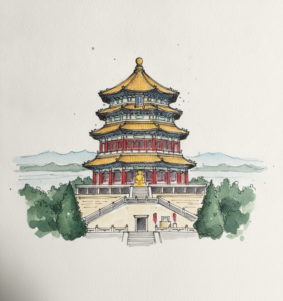 Foxiang Ge (Tower of Buddhist Incense), Summer Palace, Beijing, China example 1