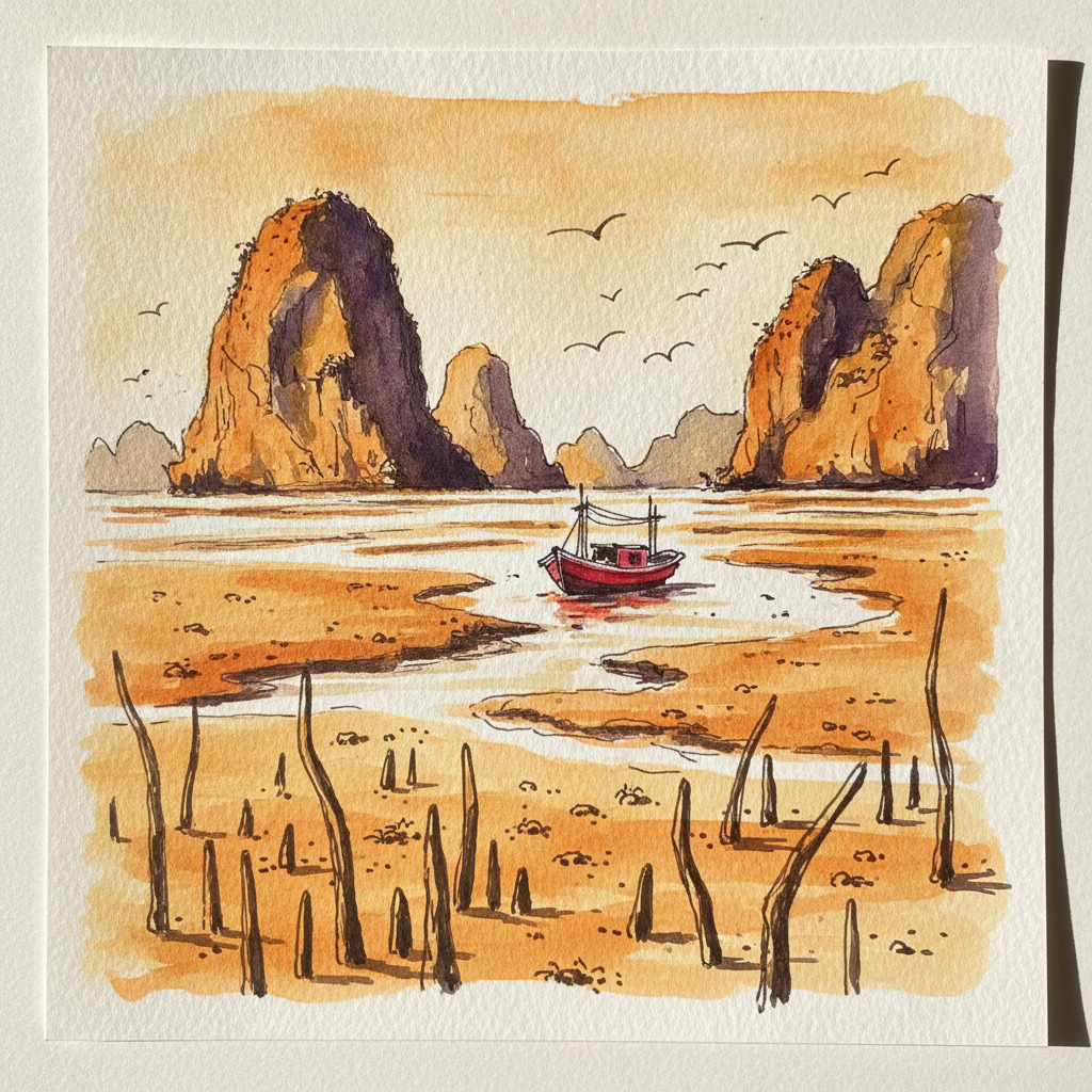 Phang Nga Bay tidal mudflat at low tide, Andaman Thailand example 1