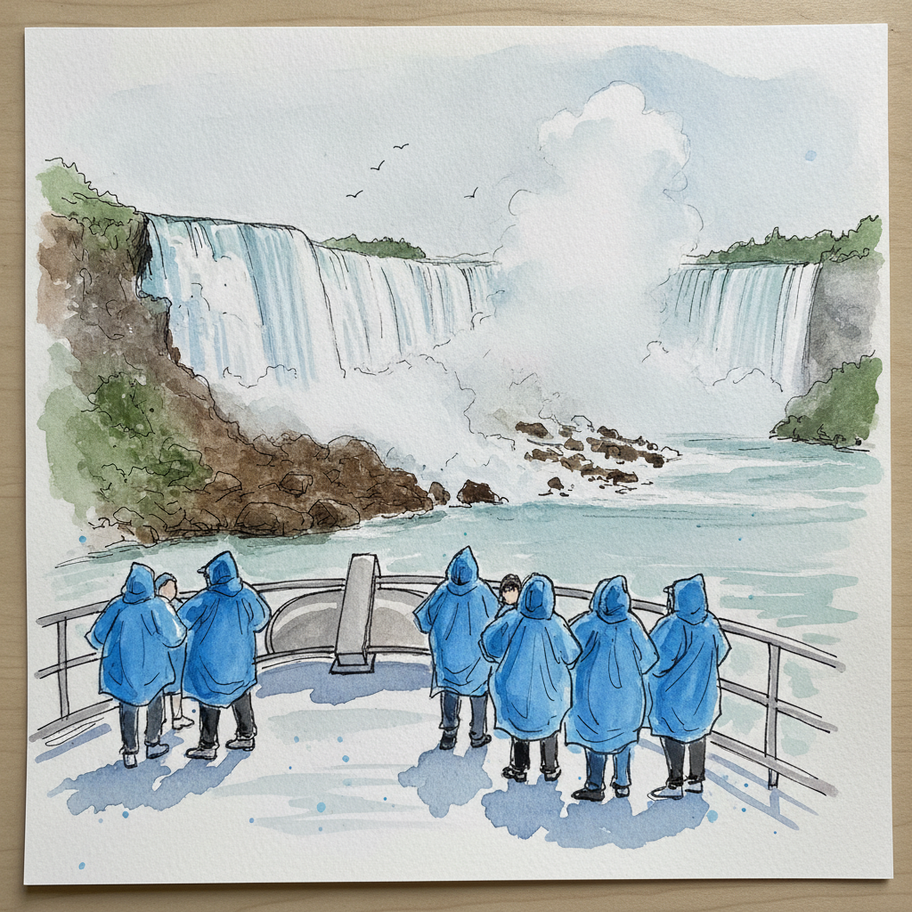 American Falls and Maid of the Mist at boat level Loose & airy