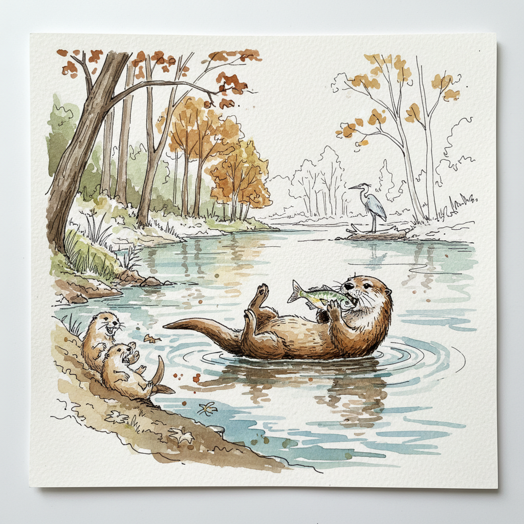 North American river otter Loose & airy