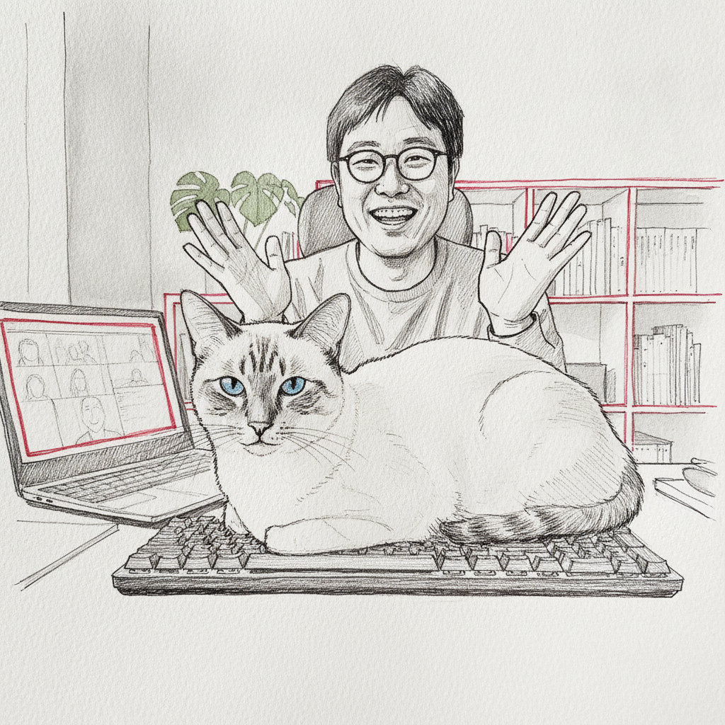 Person with cat on keyboard example 2