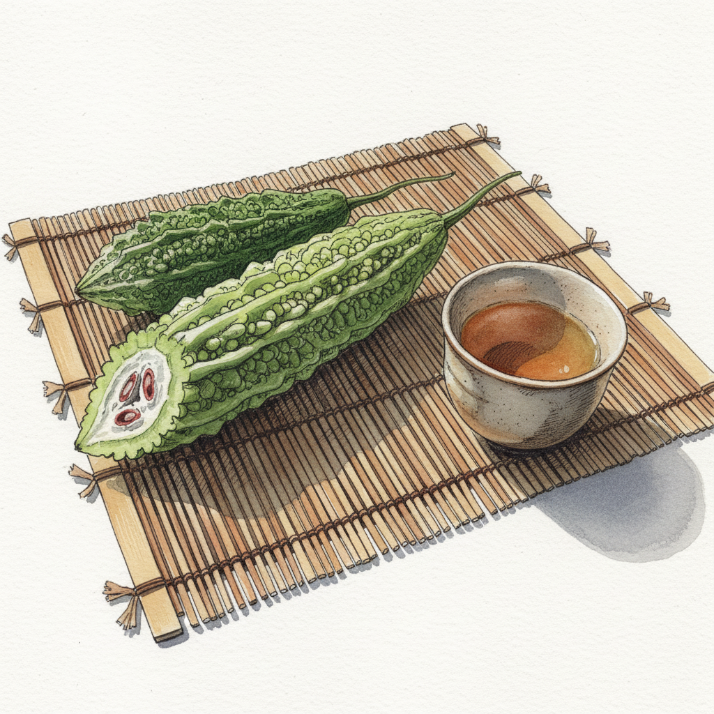 Bitter melon on bamboo mat Tighter & richer