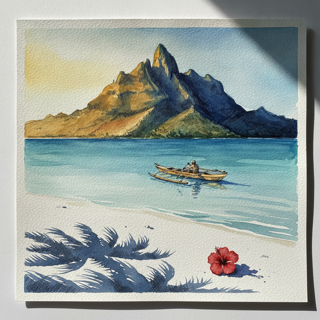 Golden hour with long shadows, Bora Bora Tighter & richer