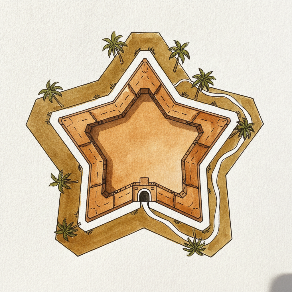 Star Fort, Matara, Sri Lanka AI-generated Alternative interpretation example