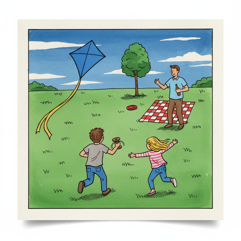 Kids flying kite Alternative interpretation