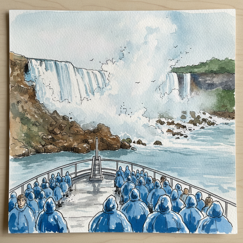 American Falls and Maid of the Mist at boat level Alternative interpretation