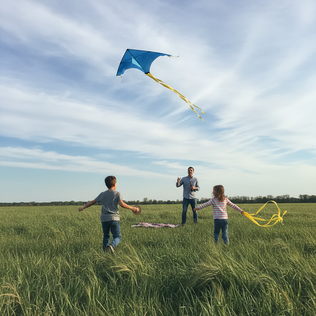 Kids flying kite photo reference