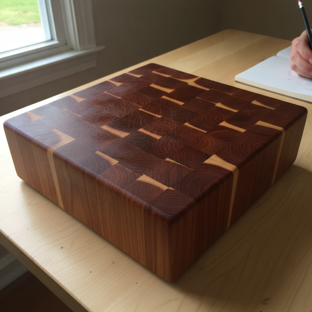 End-Grain Cherry Cutting Block AI-generated photoreal reference