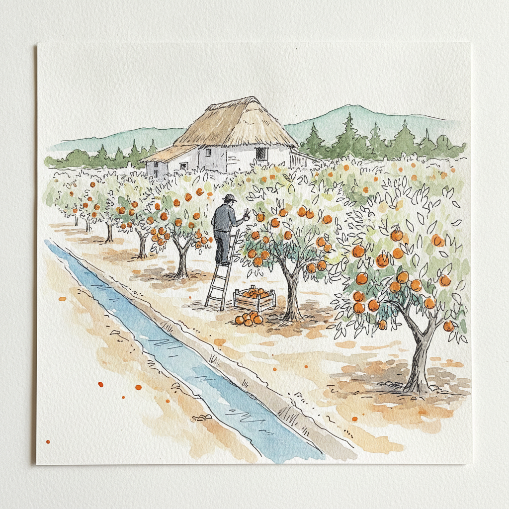 Valencia orange grove, Spain AI-generated Loose & airy example
