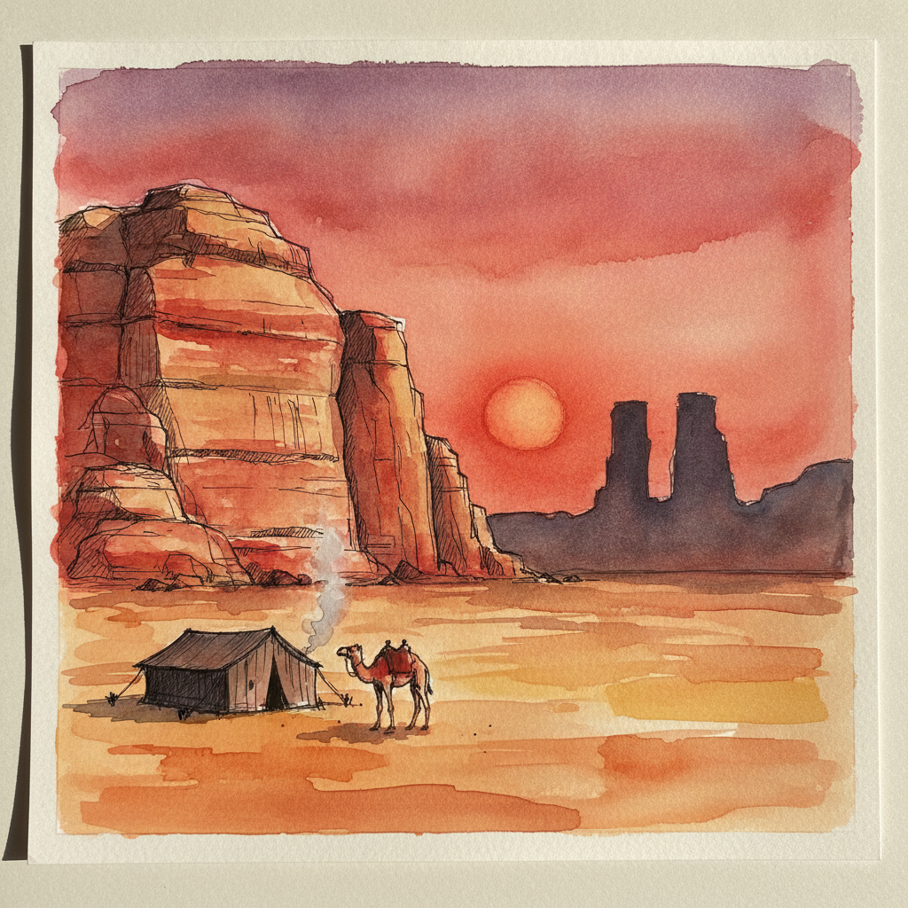 Wadi Rum sunset, Jordan example 1