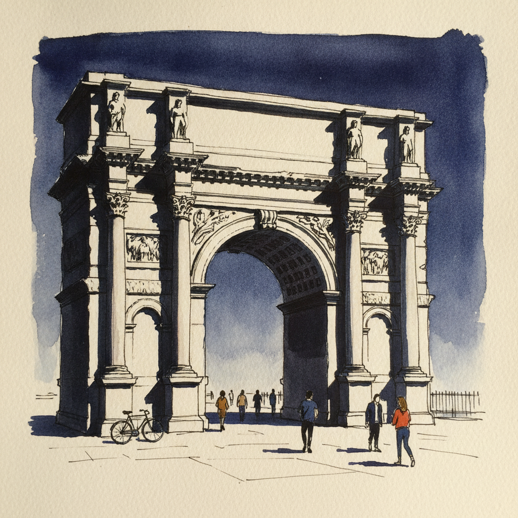 Arch of Augustus at Rimini, evening passegiata example 2